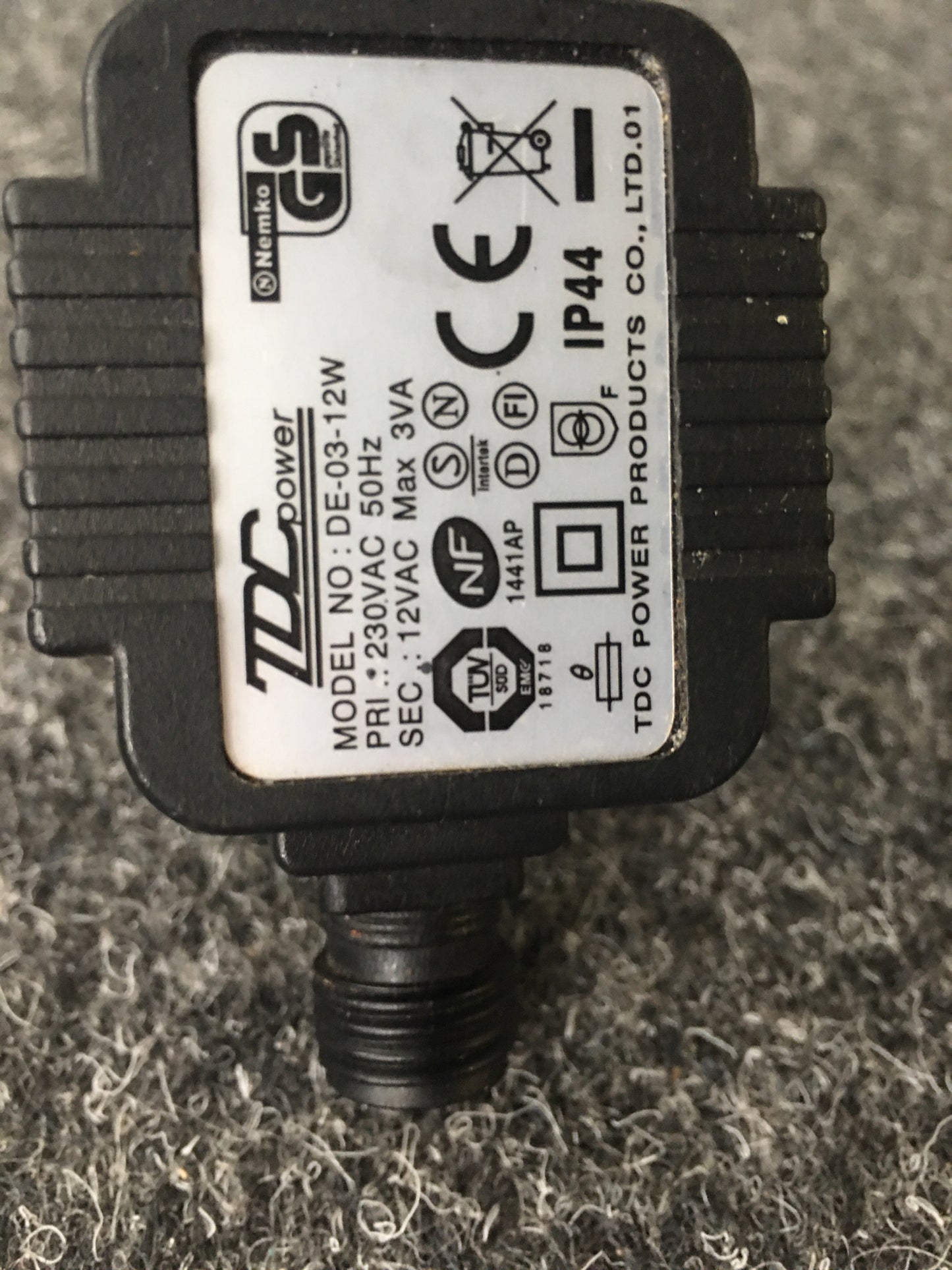 (#1016) 12V AC Steckernetzteil, 300mA, IP44,